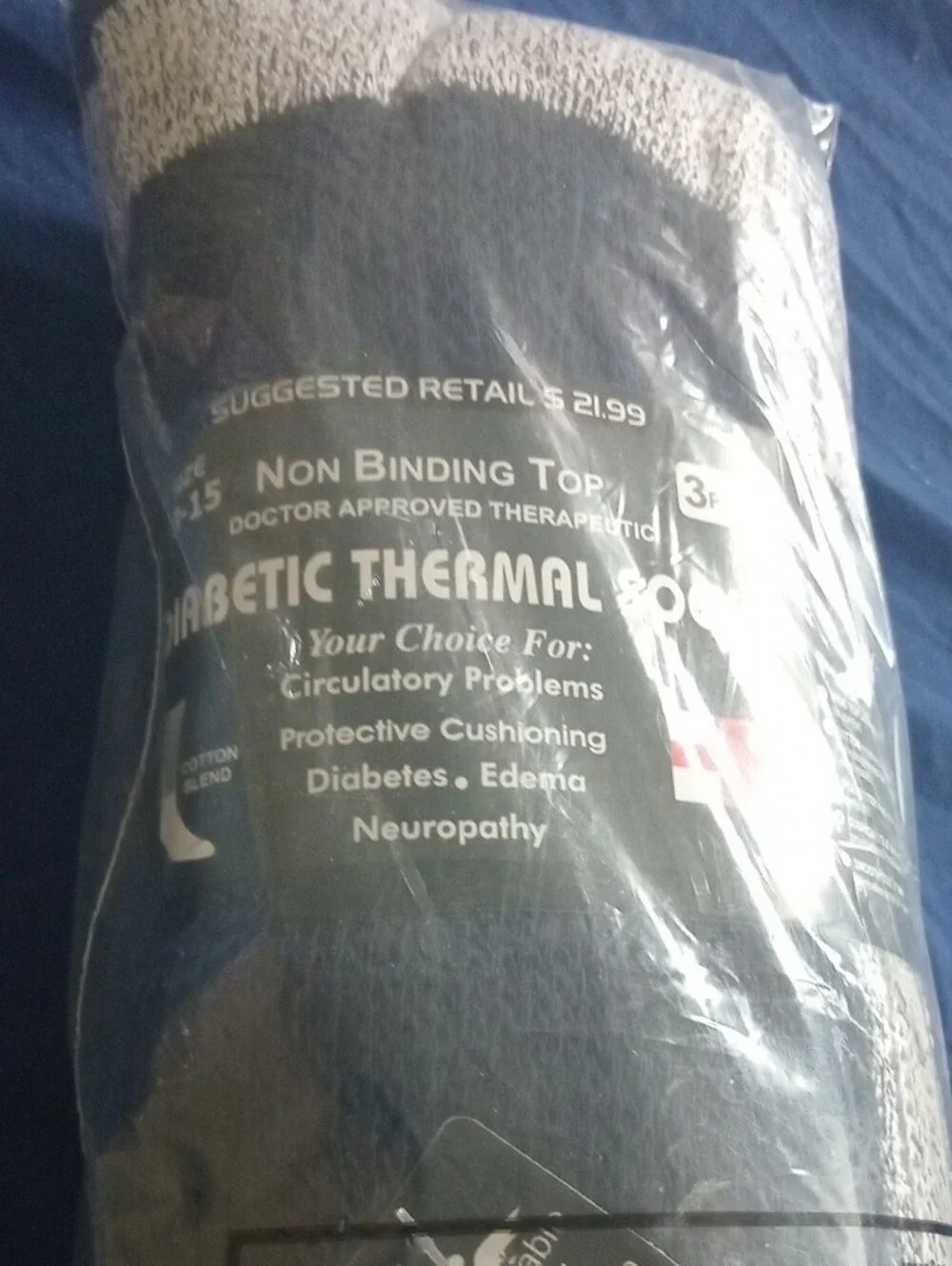 Diabetic Thermal Non-Binding Socks - Black/Gray - Therapeutic Comfort